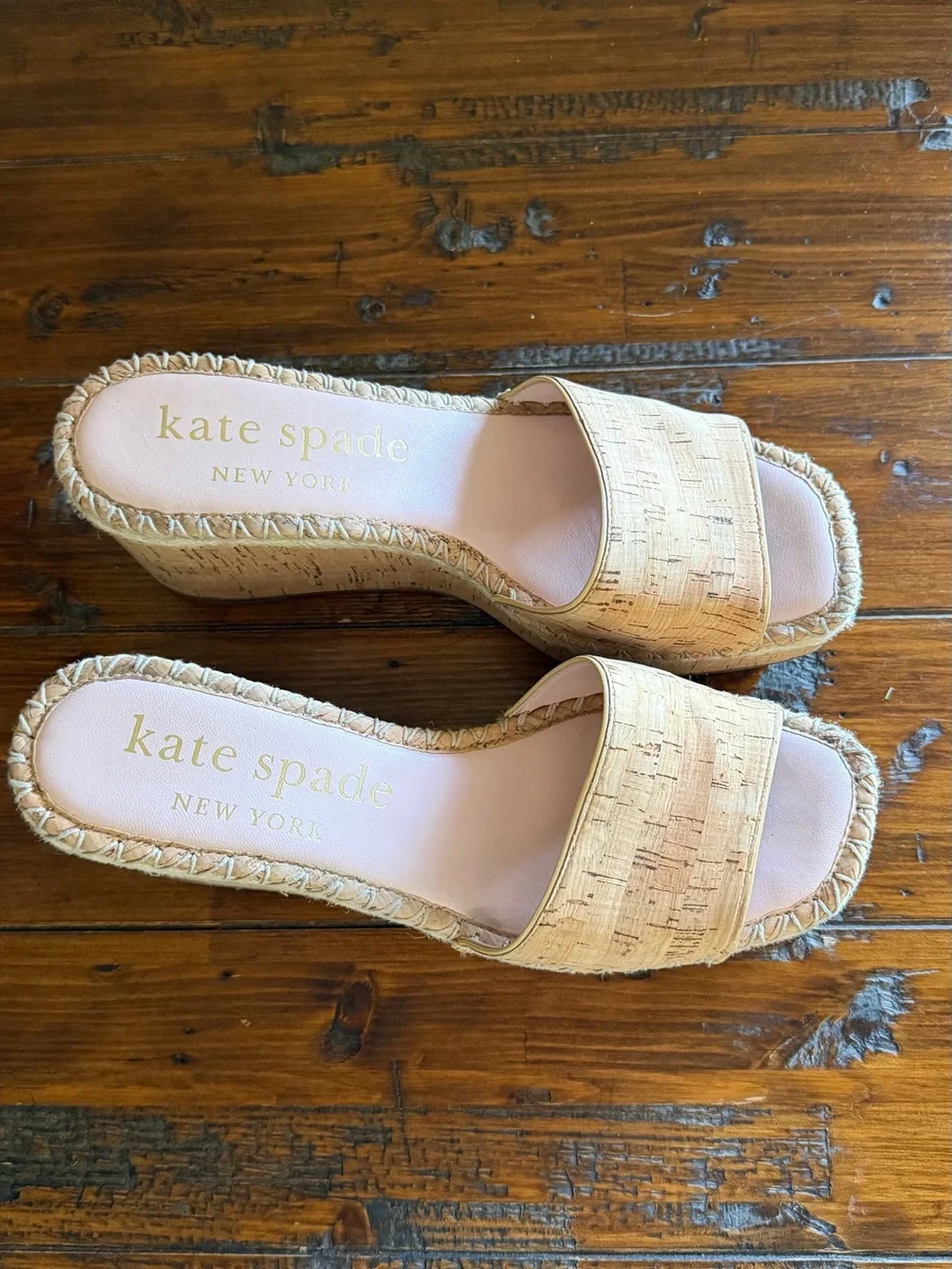 kate spade Natural Cork Espadrille Wedge Slides
